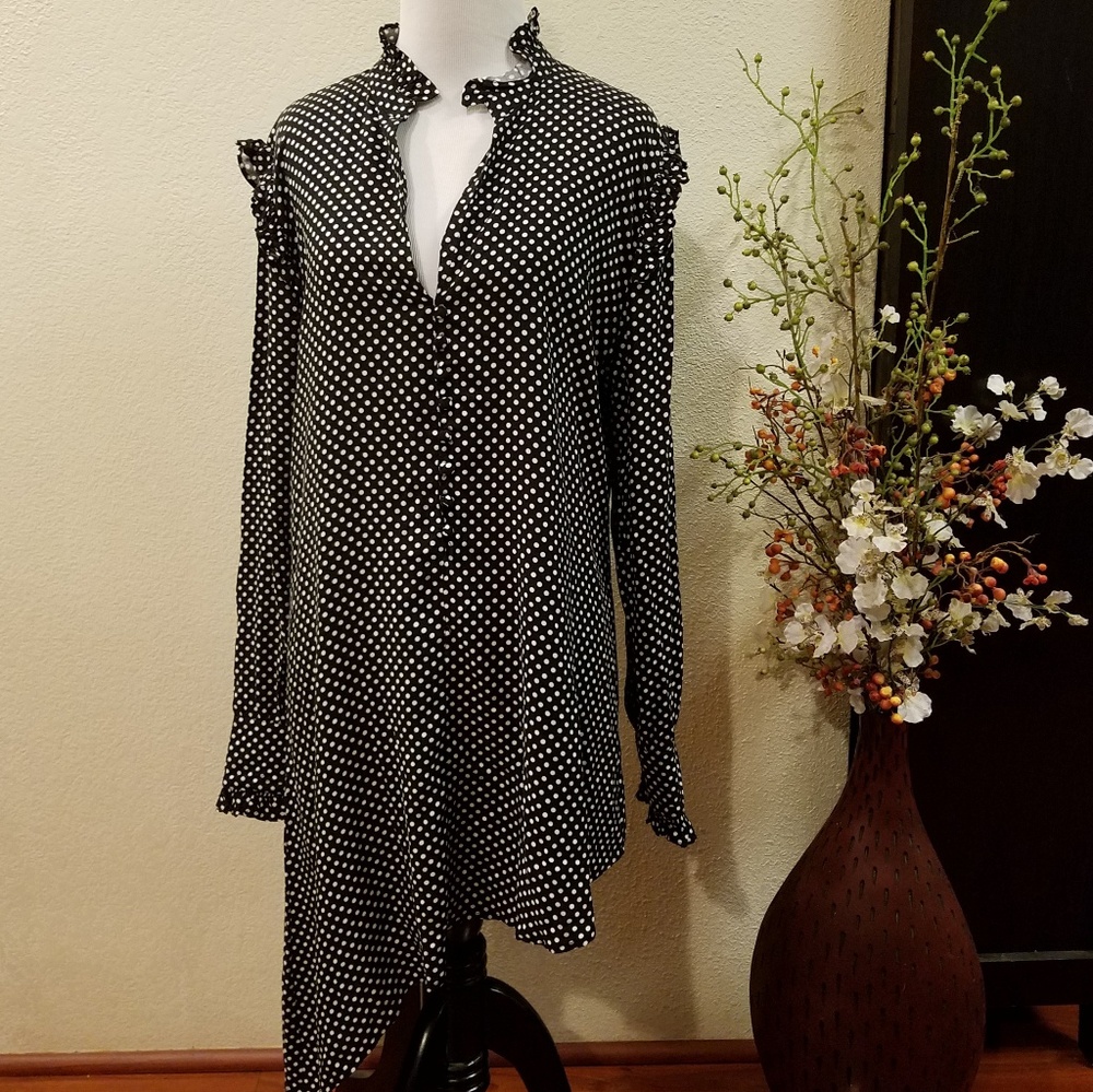 Walter Baker Lila Polka Dot Asymetrical Tunic Blouse